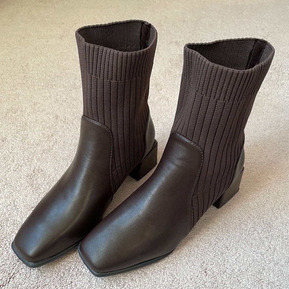 Classy sock boots brown size 38